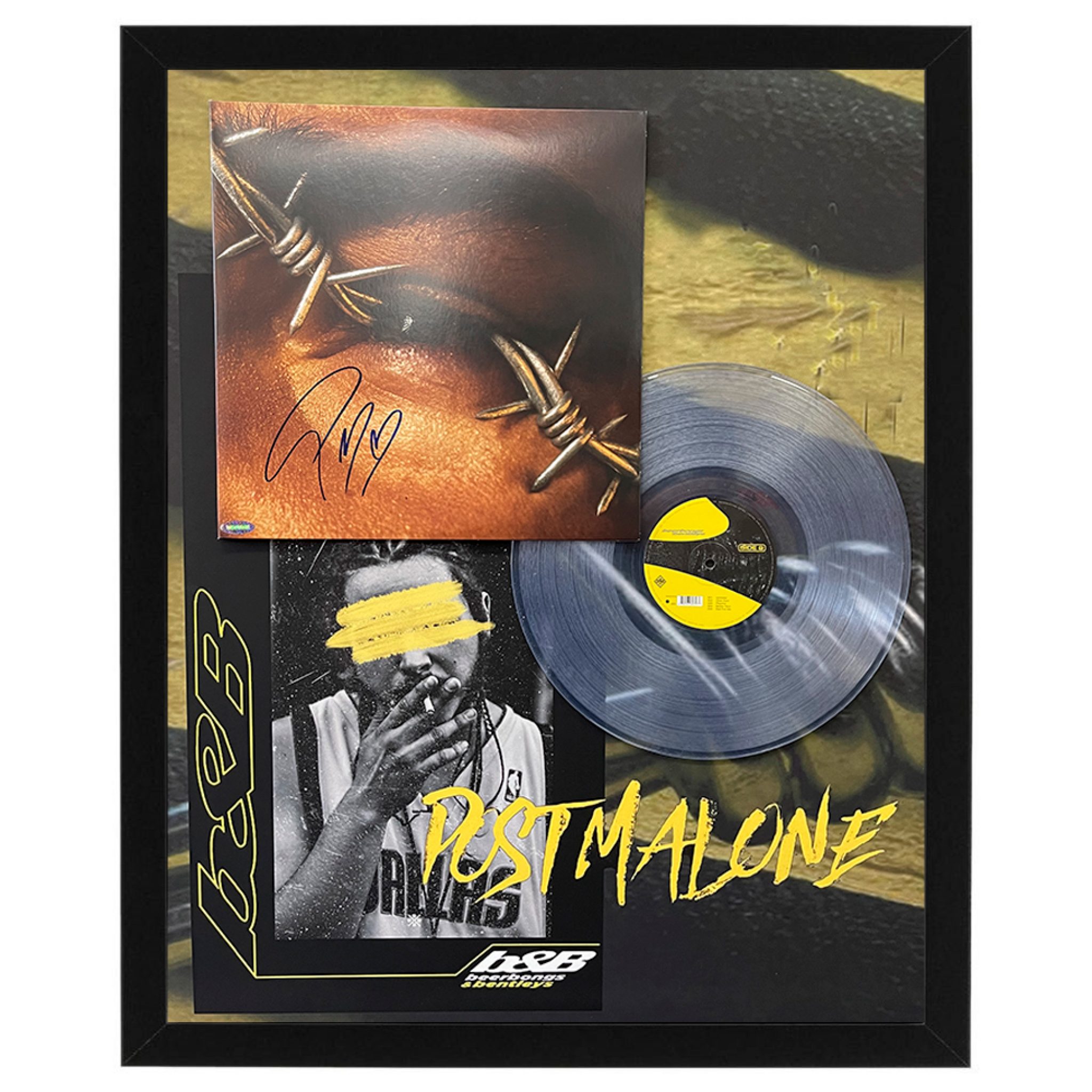 Music Post Malone Beerbongs & Bentleys Signed & Framed Vinyl 26115 Taylormade Memorabilia