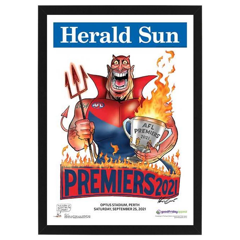 Melbourne Demons – 2021 AFL Grand Final Premiership Mark Knight Fram...
