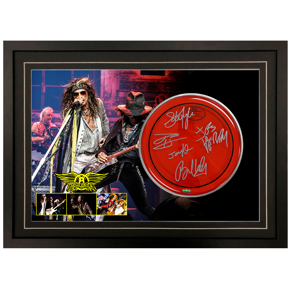 Aerosmith – Signed & Framed Drumskin #25591