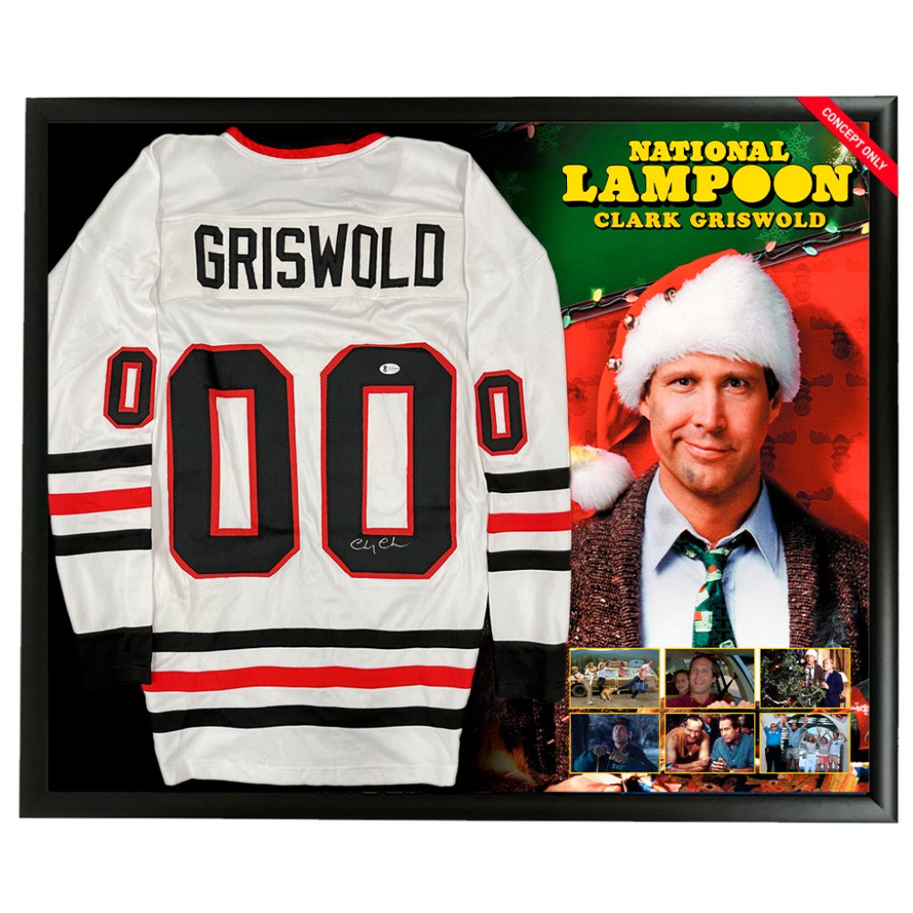 Autographed/Signed Chevy Chase Clark Griswold Christmas Vacation Chicago  Blue Football Jersey Beckett BAS COA - Hall of Fame Sports Memorabilia