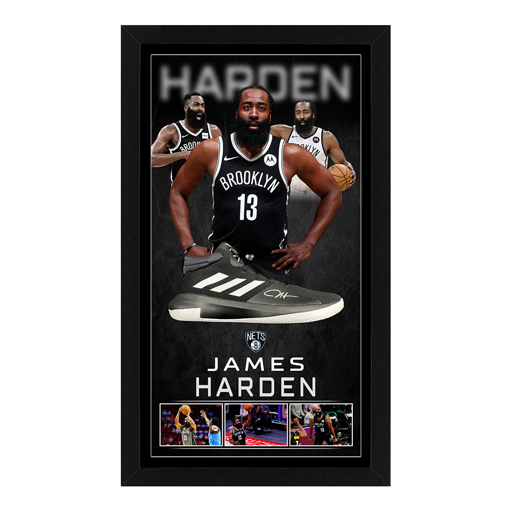 James Harden – Brooklyn Nets Signed & Framed Basketball Sho...
