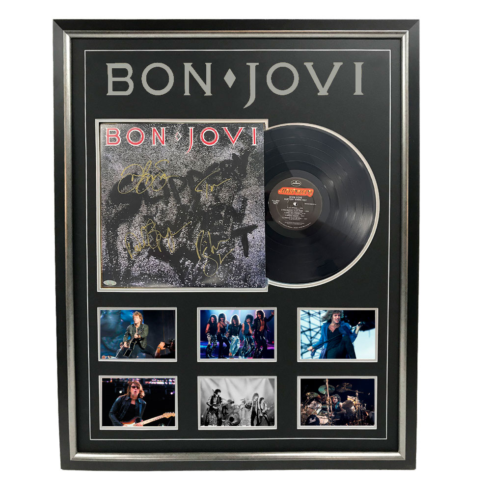 Music - Bon Jovi - Slippery When Wet Band Signed & Framed Album Cover ...