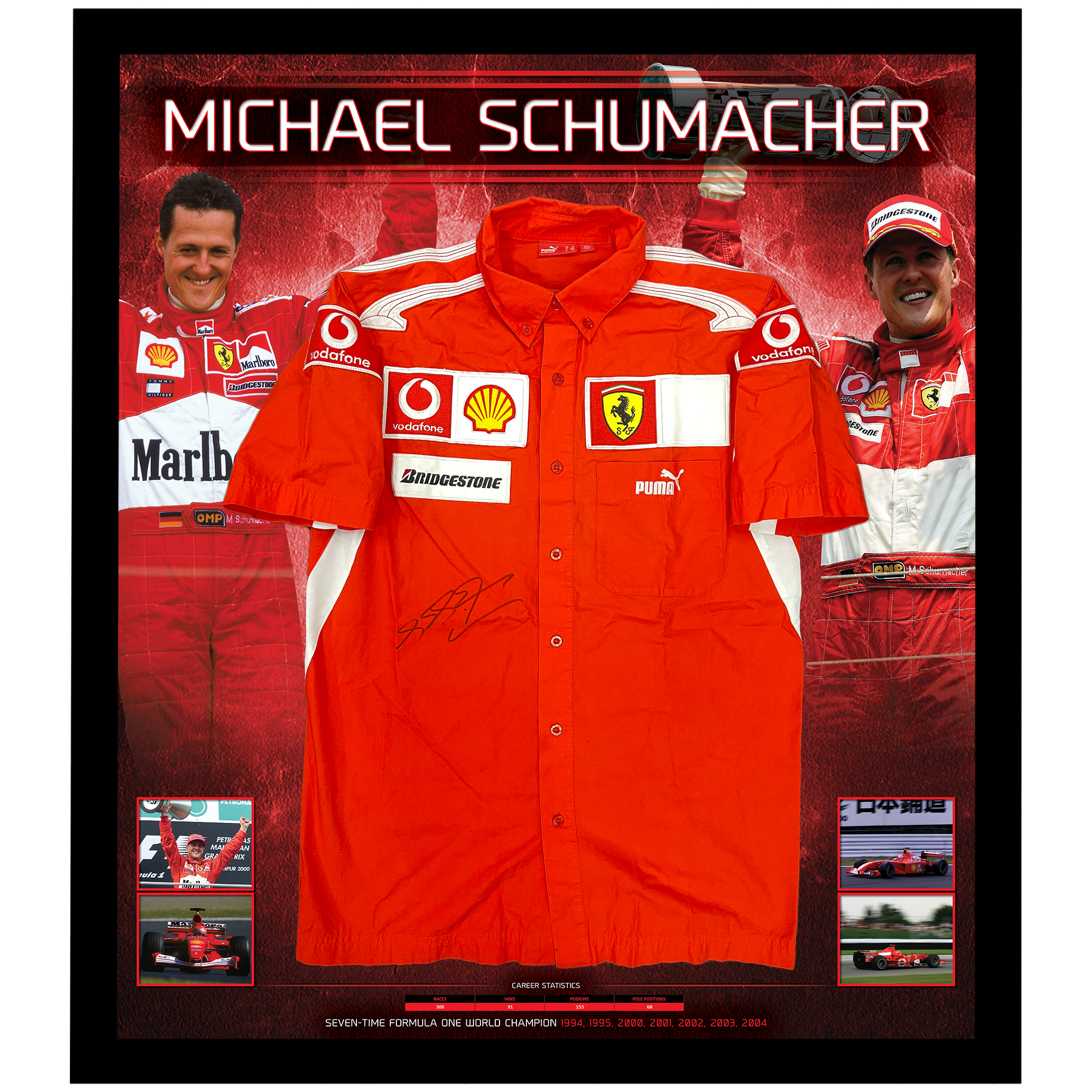Formula 1 – Michael Schumacher Signed & Framed Pit Shirt
