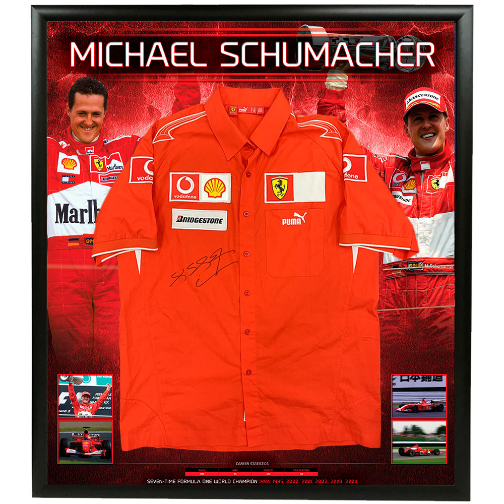 Formula 1 – Michael Schumacher Signed & Framed Pit Shirt