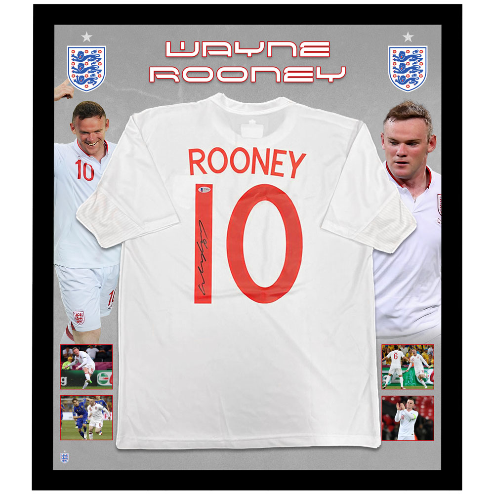 Soccer Wayne Rooney Signed Framed England Jersey (Beckett COA