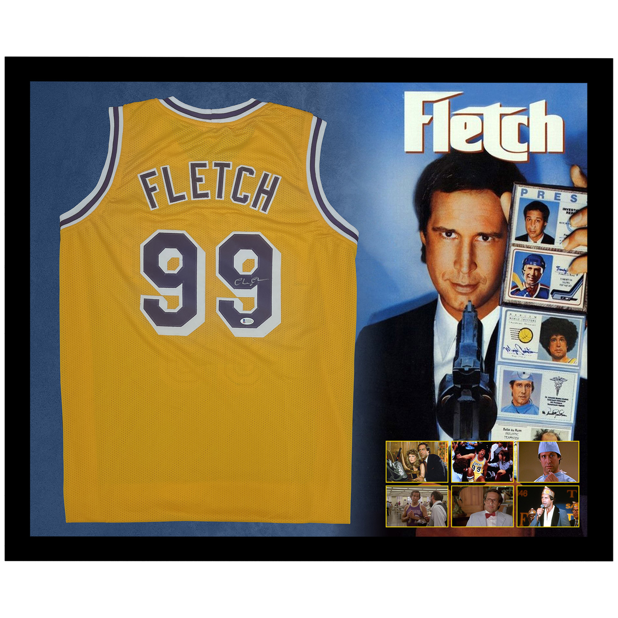 Fletch – Chevy Chase Signed & Framed Fletch Jersey (Beckett...