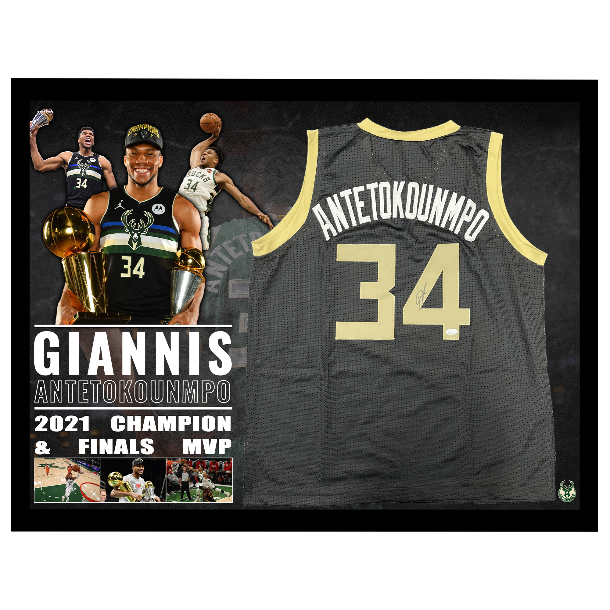 Basketball – Giannis Antetokounmpo Signed Milwaukee Bucks Jersey...