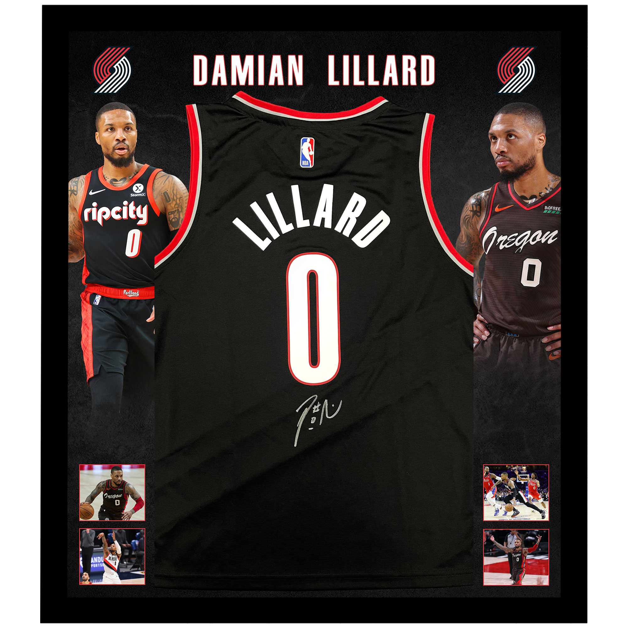 Basketball – Damian Lillard Signed & Framed Portland Trail ...