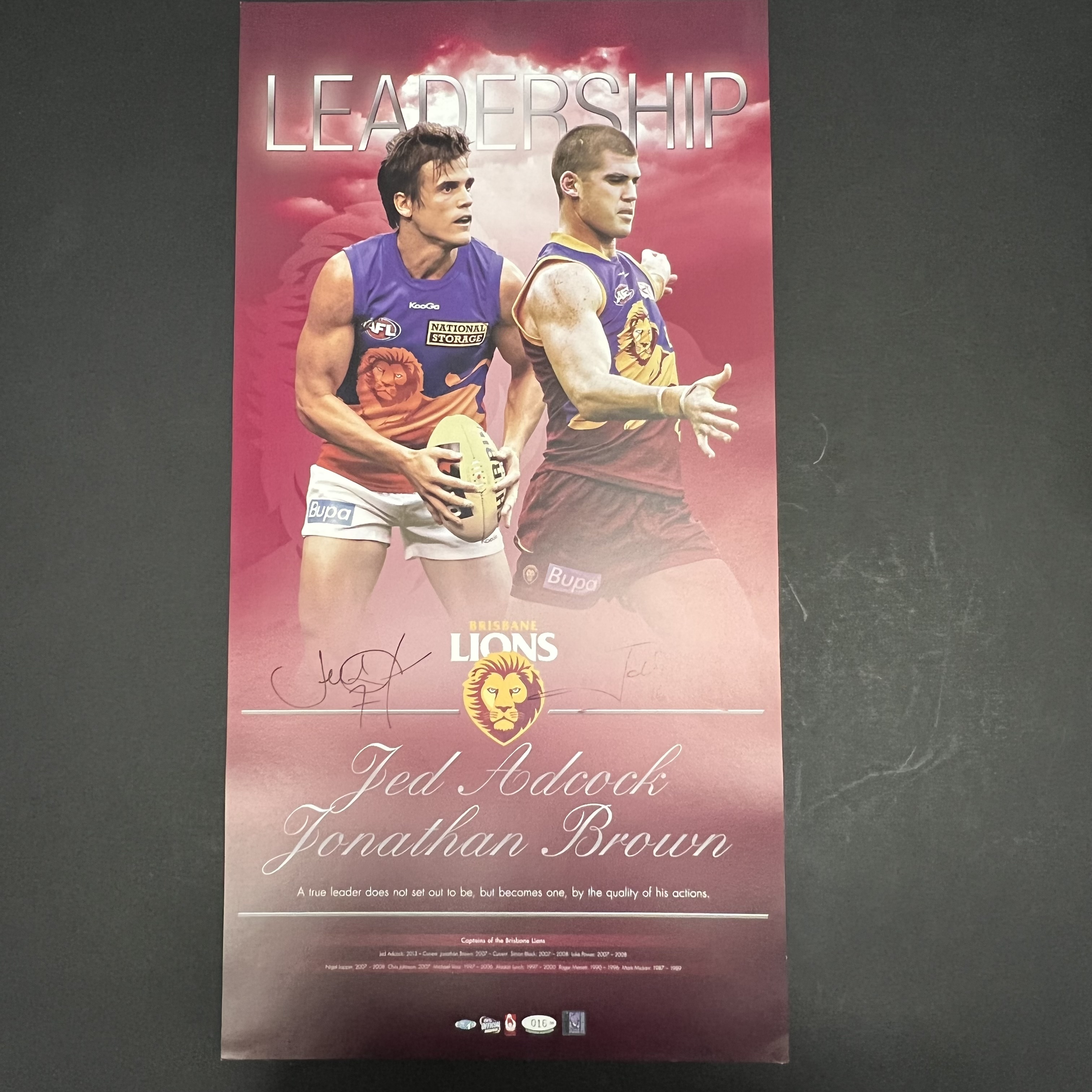 Brisbane Lions – Jonathan Brown & Jed Adcock Signed and Fra...