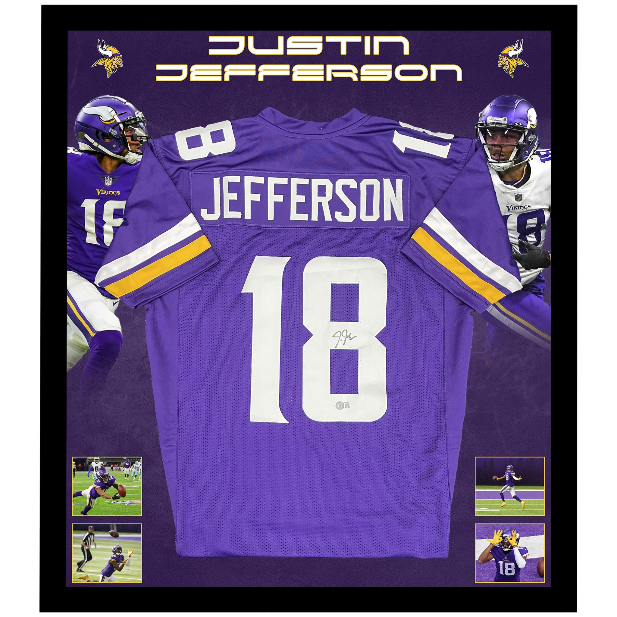 NFL – Justin Jefferson Signed & Framed Jersey (Beckett Hologram 