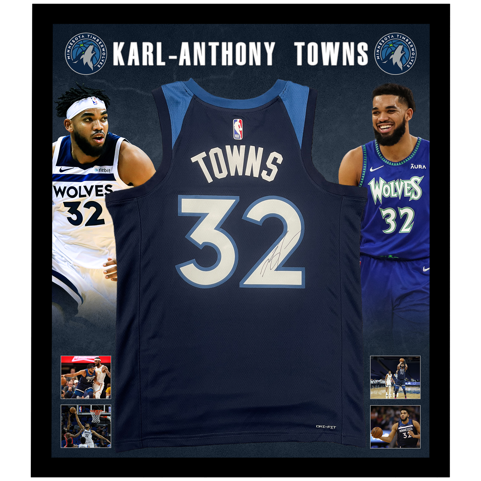 Basketball – Karl-Anthony Towns Signed & Framed Minnesota T...