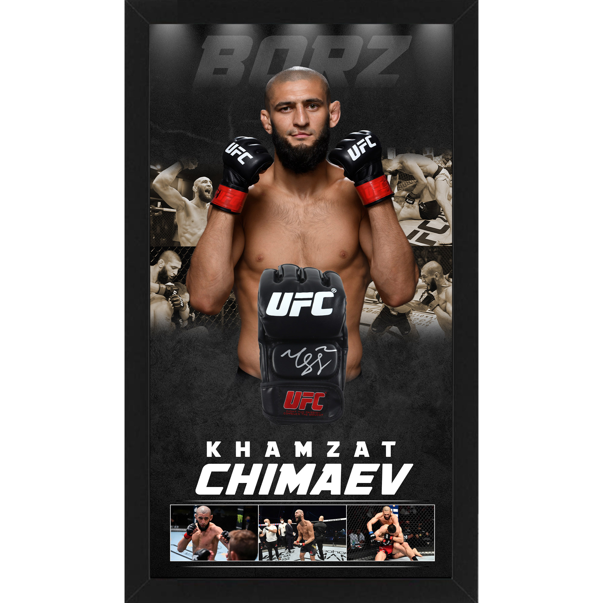 UFC – Khamzat Chimaev Signed & Framed UFC Glove (Beckett CO...
