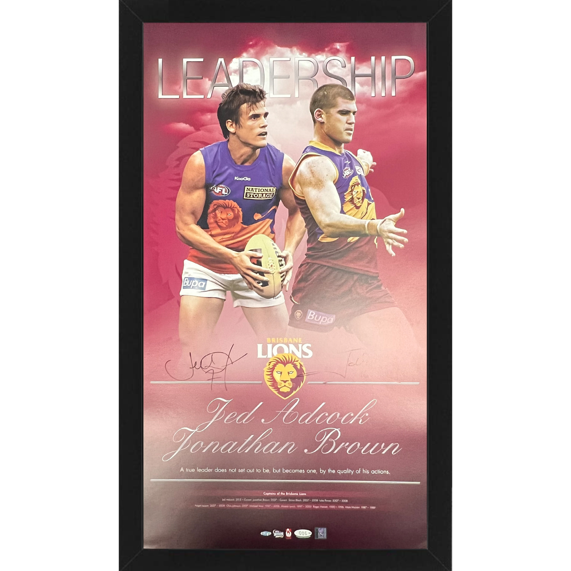 Brisbane Lions – Jonathan Brown & Jed Adcock Signed and Fra...