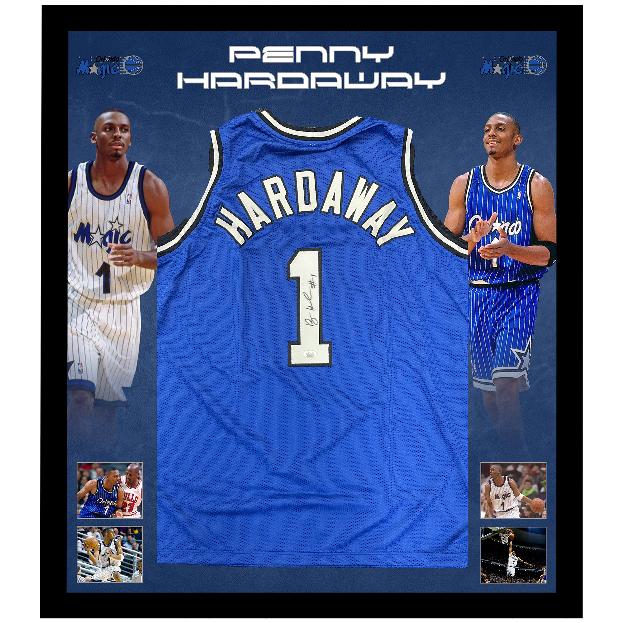 Basketball – Penny Hardaway Signed & Framed Orlando Magic J...