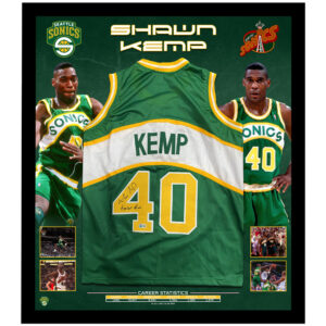 Basketball - Shawn Kemp Signed & Framed Seattle Supersonics Jersey (Beckett)