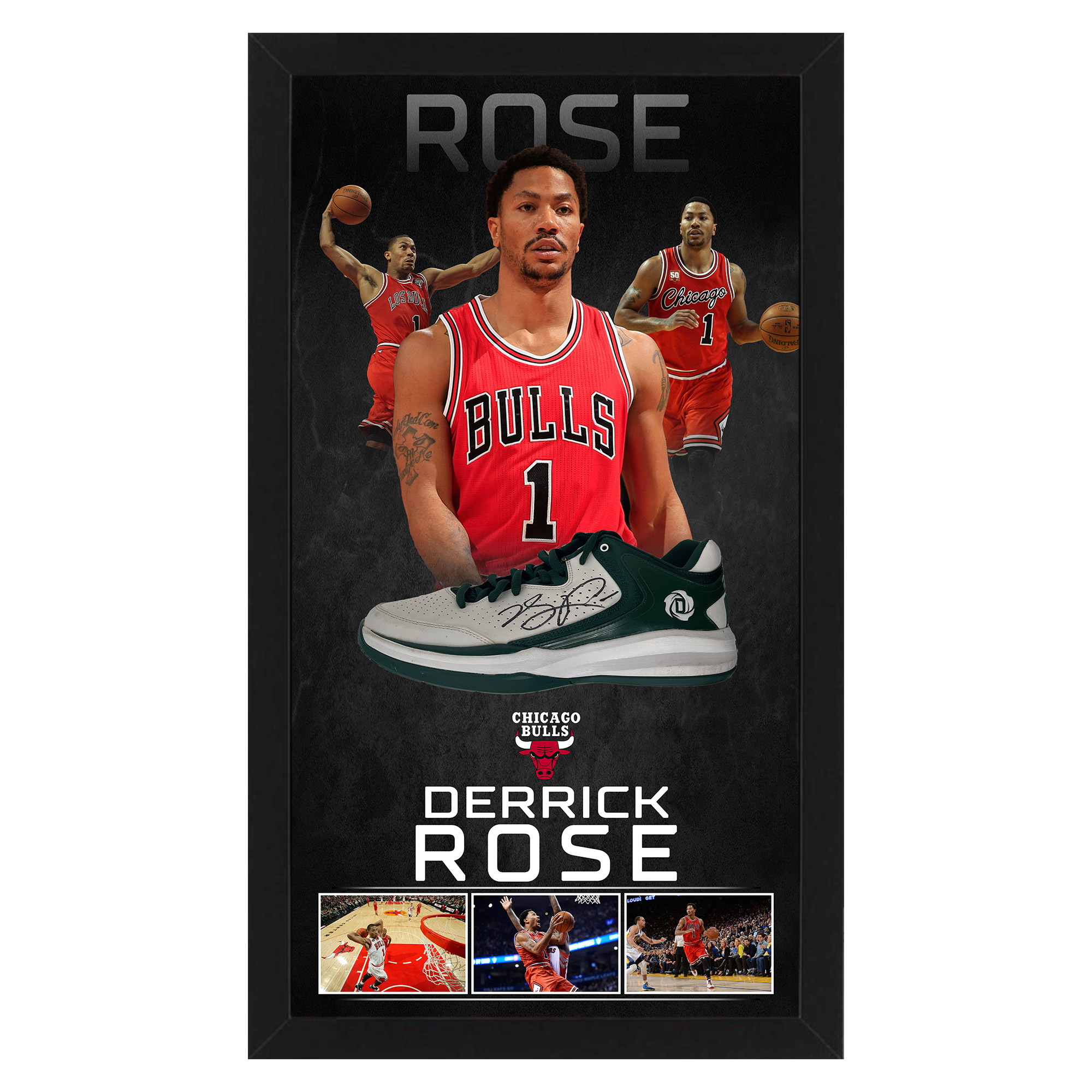 Basketball – Derrick Rose Chicago Bulls Signed & Framed Adi...