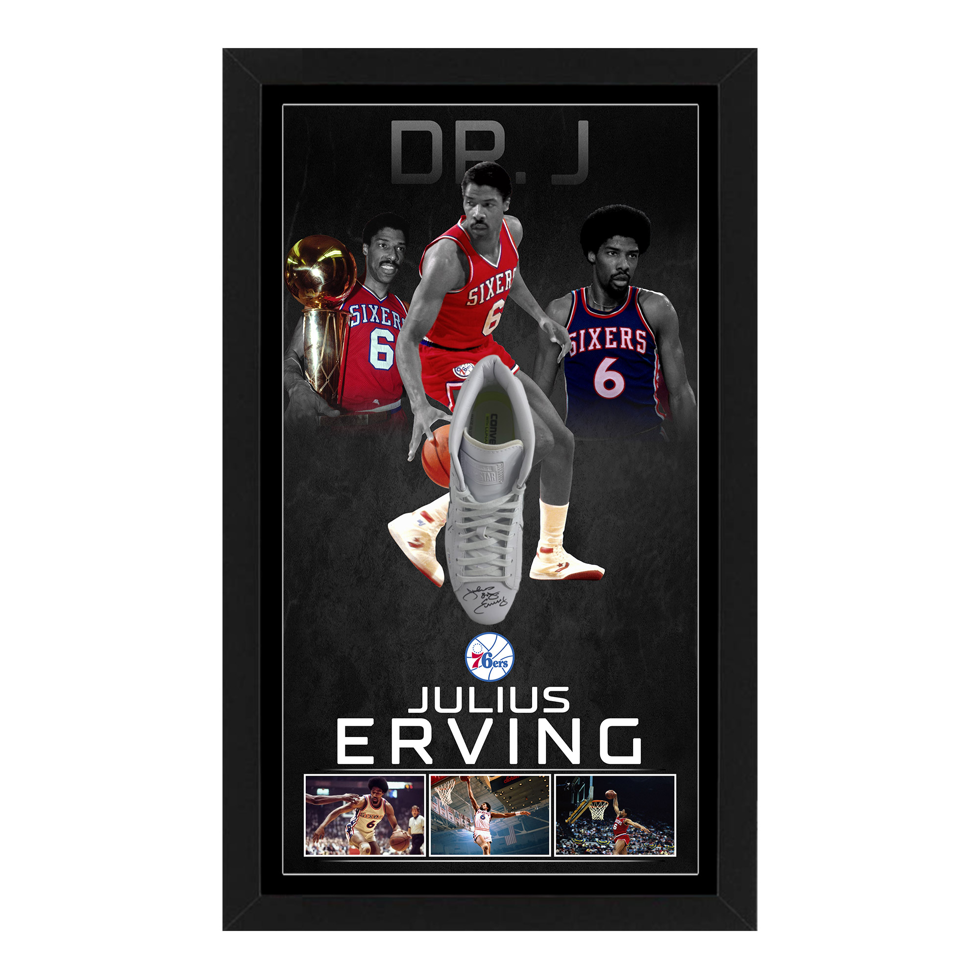 Basketball – Julius Erving Philadelphia 76ers Signed & Fram...