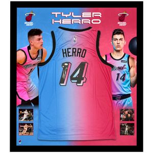 Basketball - Tyler Herro Signed & Framed Miami Heat ViceVersa Jersey (JSA COA)