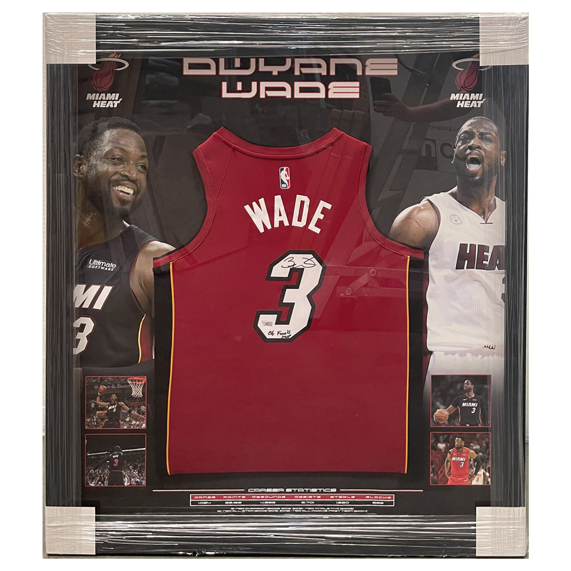 Basketball – Dwyane Wade Signed & Framed Miami Heat Jersey ...