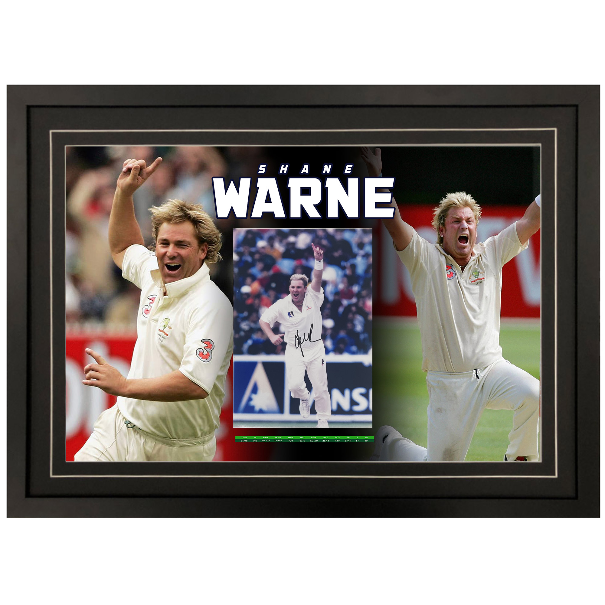 Cricket – Shane Warne Signed & Framed 8×10 Photo Displ...