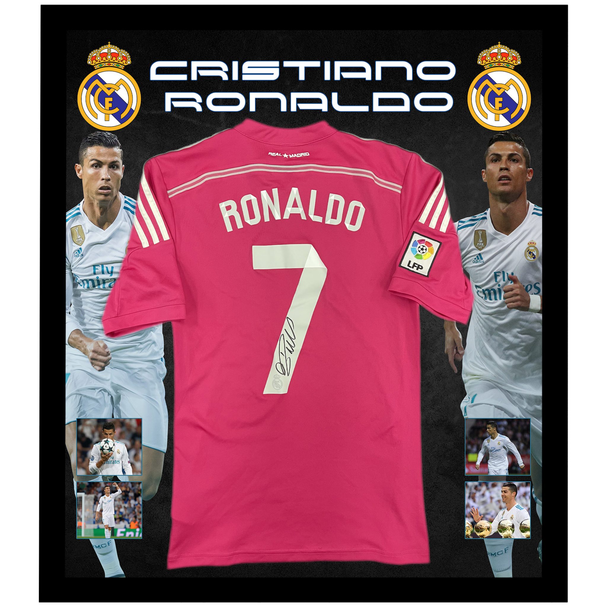 Soccer – Cristiano Ronaldo Signed & Framed Real Madrid Pink Jersey ...