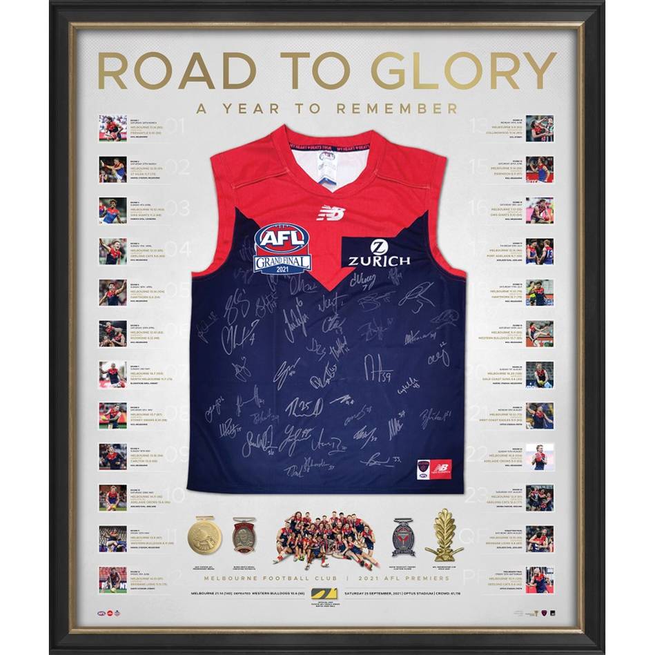 MELBOURNE 2021 PREMIERS DELUXE TEAM SIGNED GUERNSEY