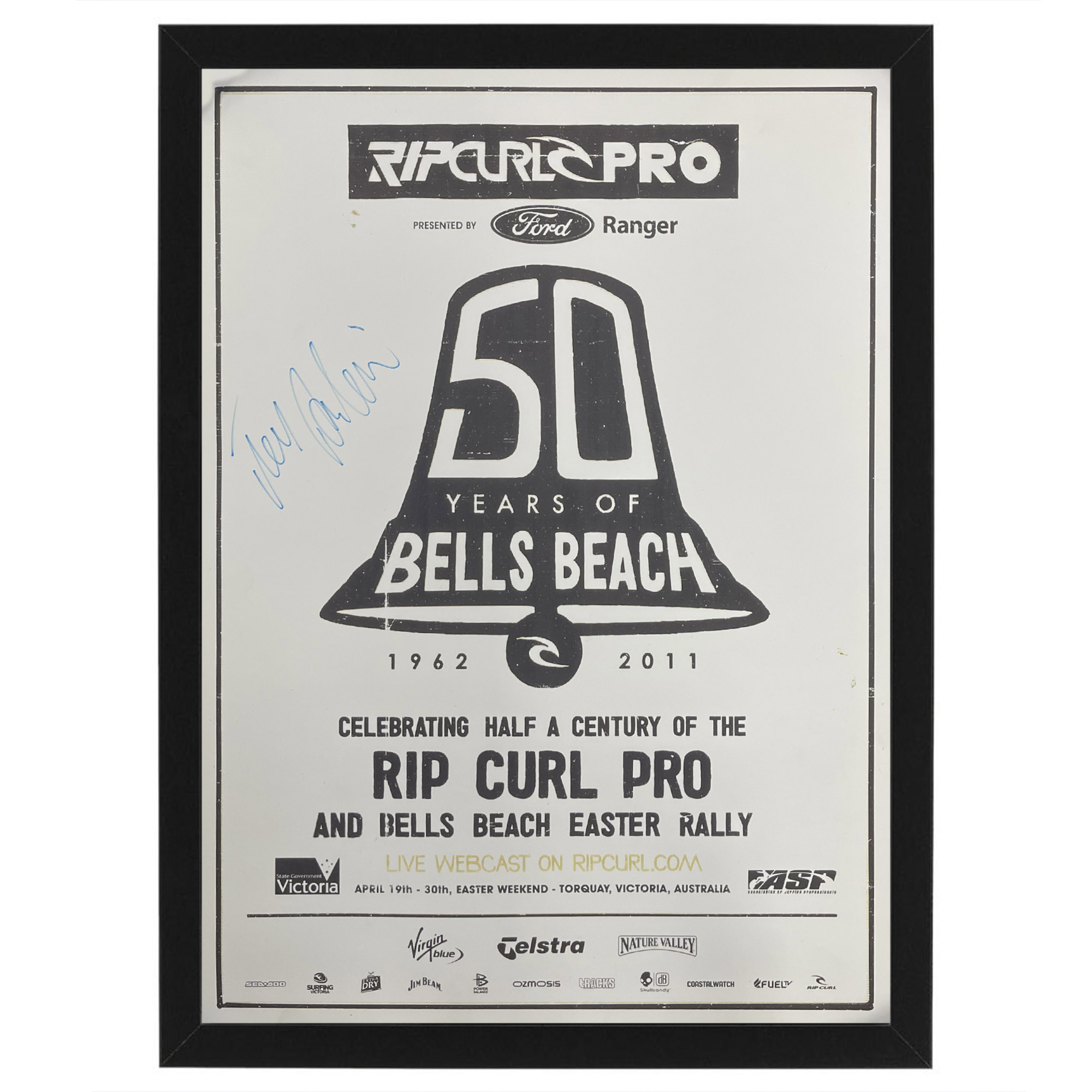 Surfing – Joel Parkinson Signed & Framed Bells Beach Rip Cu...