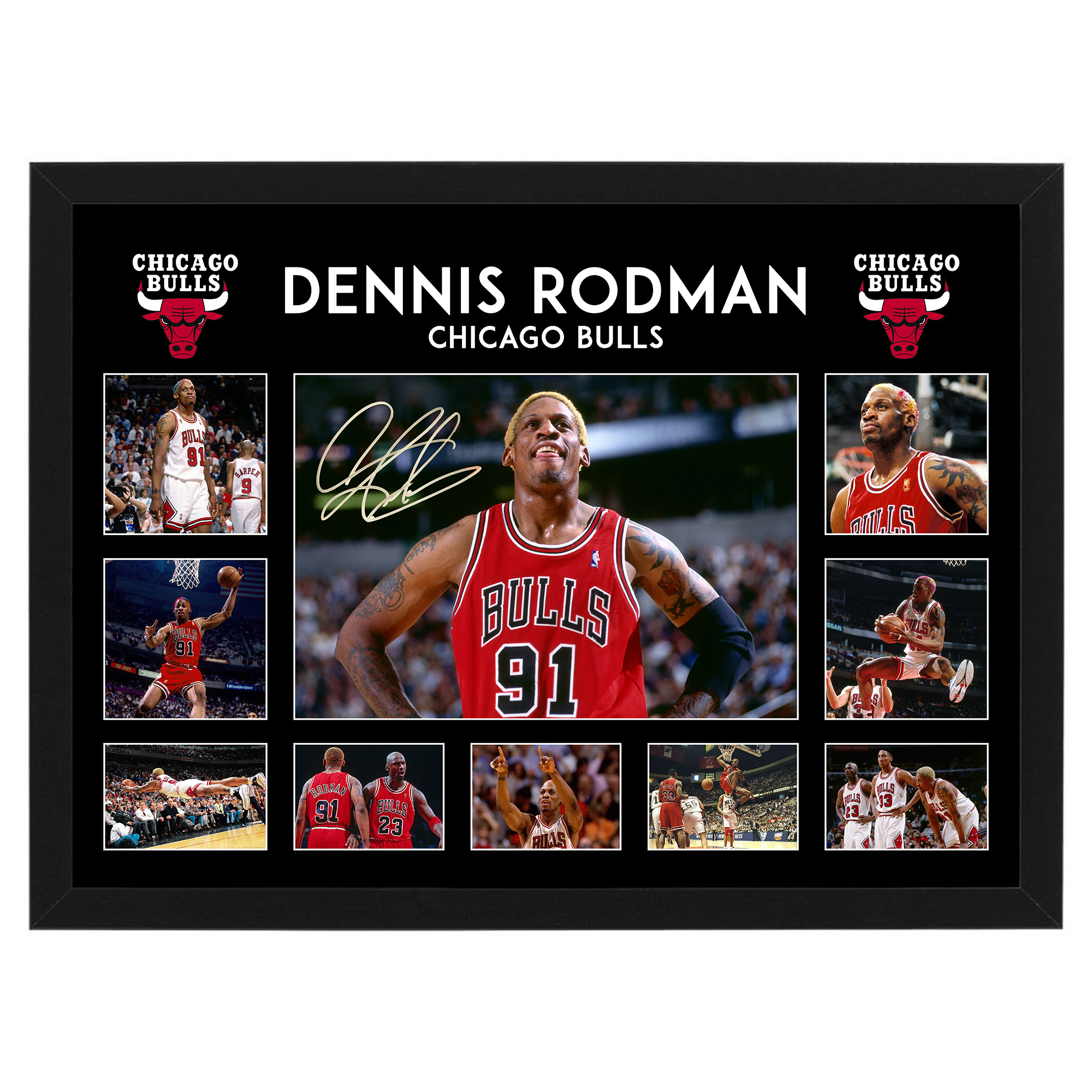 Basketball – Dennis Rodman Chicago Bulls Framed Large Photo Coll...