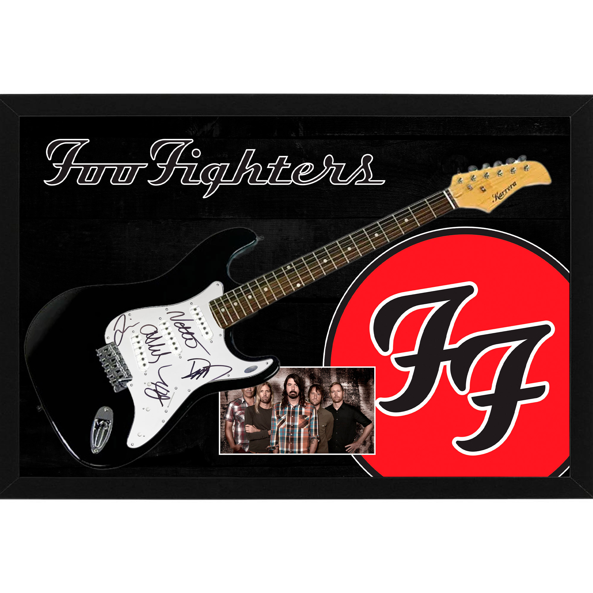 Music – Foo Fighters Hand Signed & Framed Full size Stratocaste...