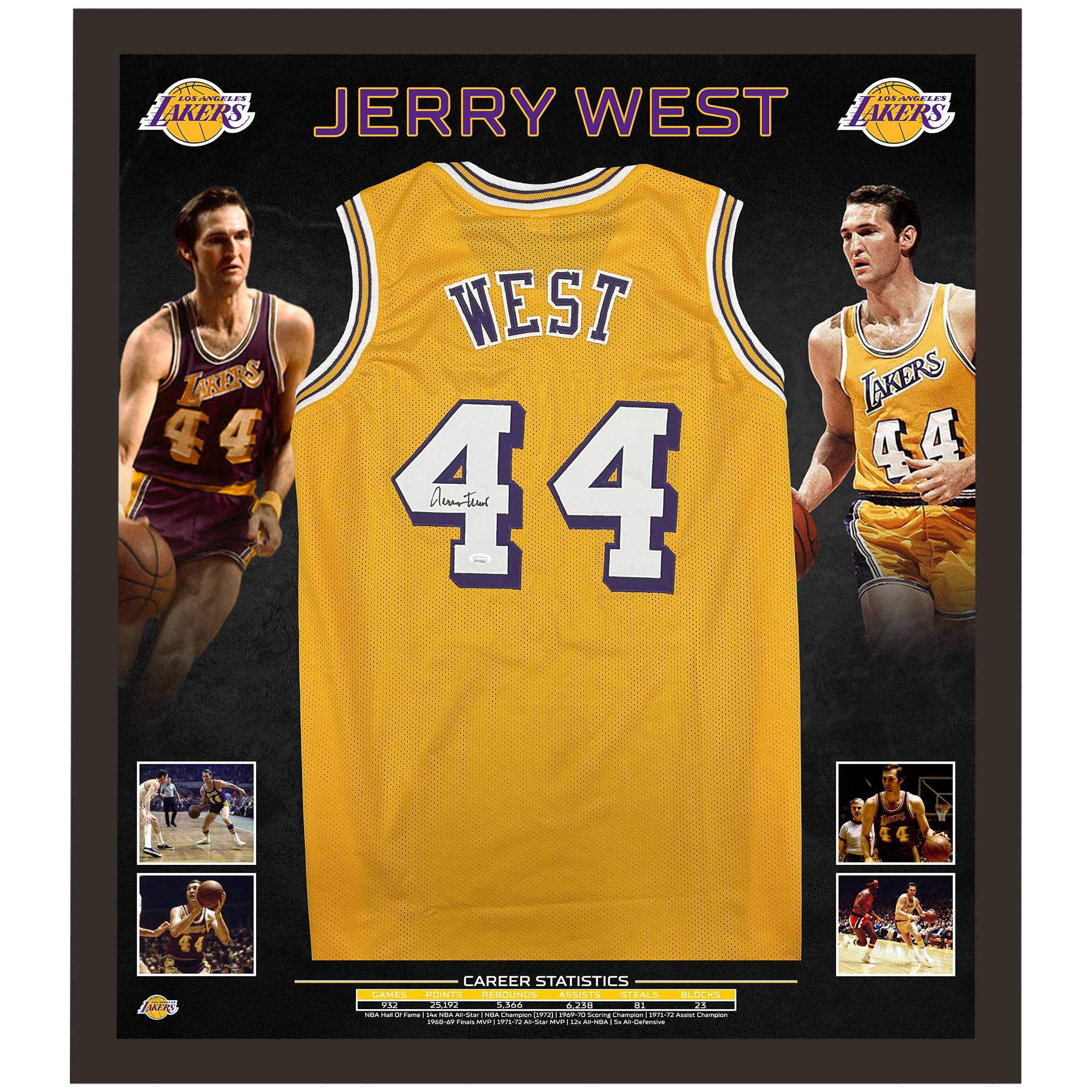 Basketball – Jerry West Signed & Framed Los Angeles Lakers ...