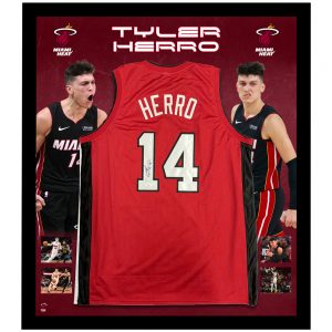 Basketball - Tyler Herro Signed & Framed Red Miami Heat Jersey (JSA COA)