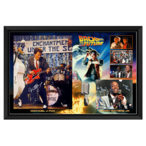 Michael J Fox & Harry Waters Jr - "Back to the Future" Signed & Framed Photograph Display (Beckett)