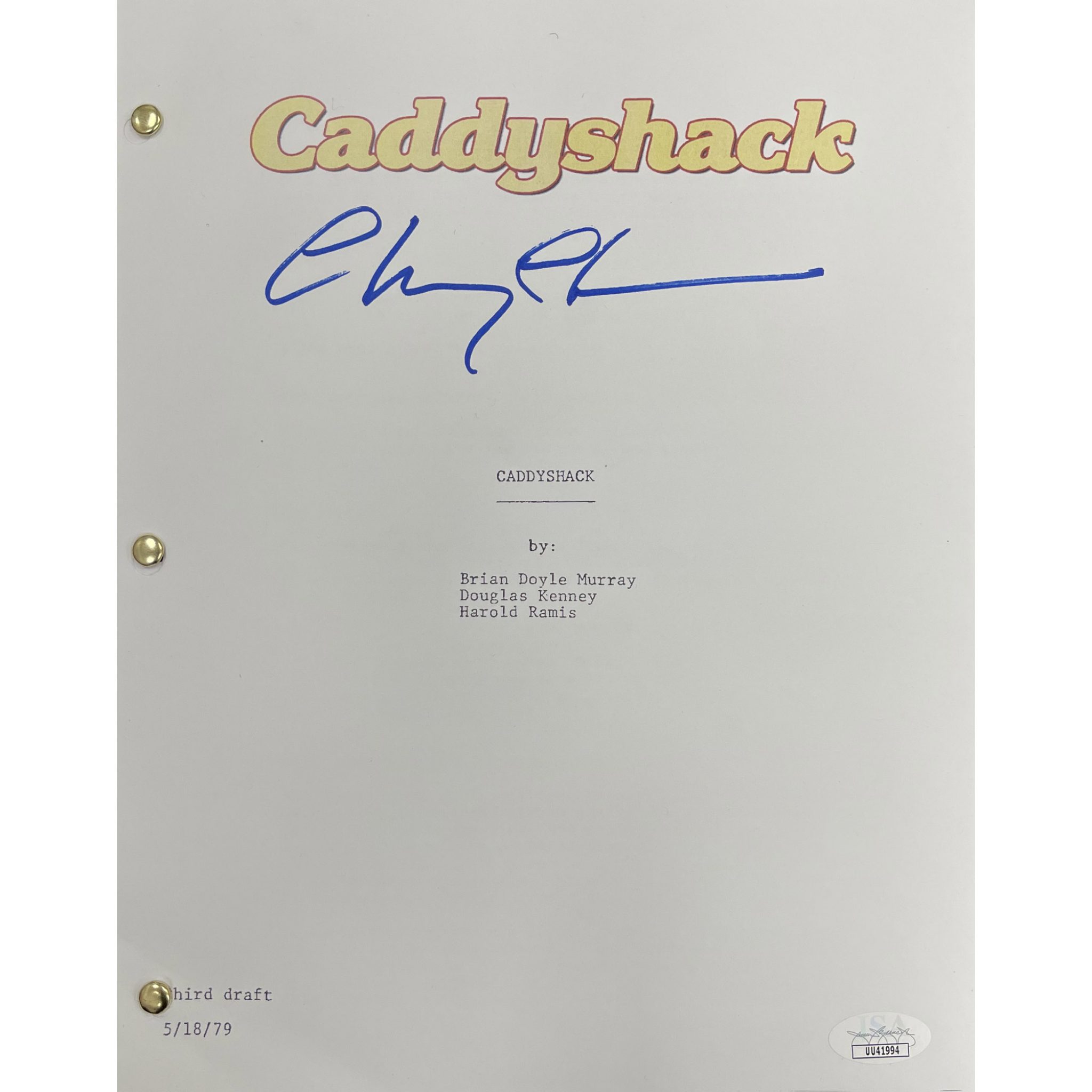Chevy Chase Signed & Framed "Caddyshack" Movie Script (JSA COA