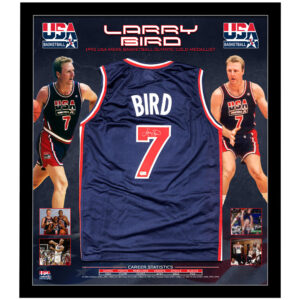 Basketball - Larry Bird Signed & Framed Team USA Olympics Jersey (Beckett)