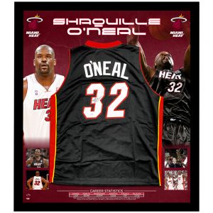 Basketball - Shaquille O'Neal Signed & Framed Black Miami Heat Jersey (PSA COA)