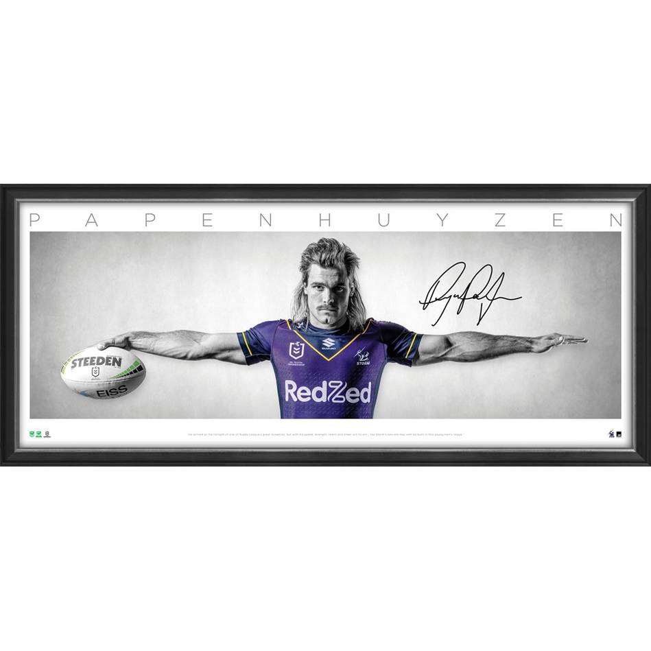 Melbourne Storm – Ryan Papenhuyzen Wings Signed and Framed Litho...