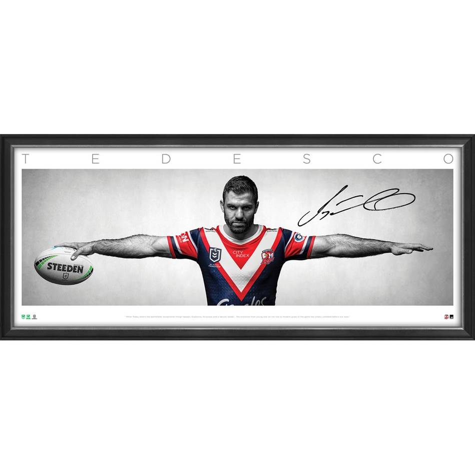 Sydney Roosters – James Tedesco Wings Signed and Framed Lithogra...