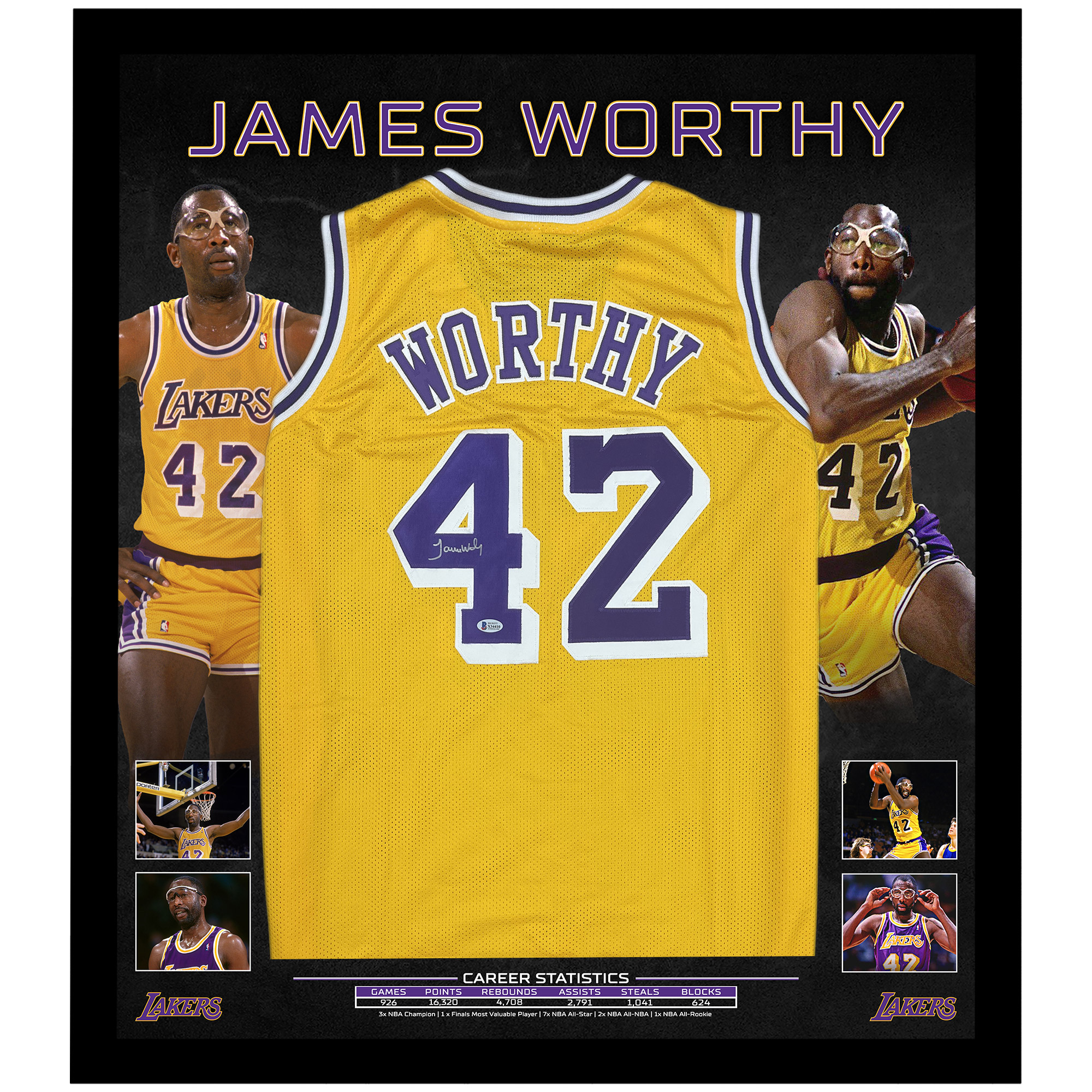 Basketball – James Worthy Signed Los Angeles Lakers Jersey (Beck...