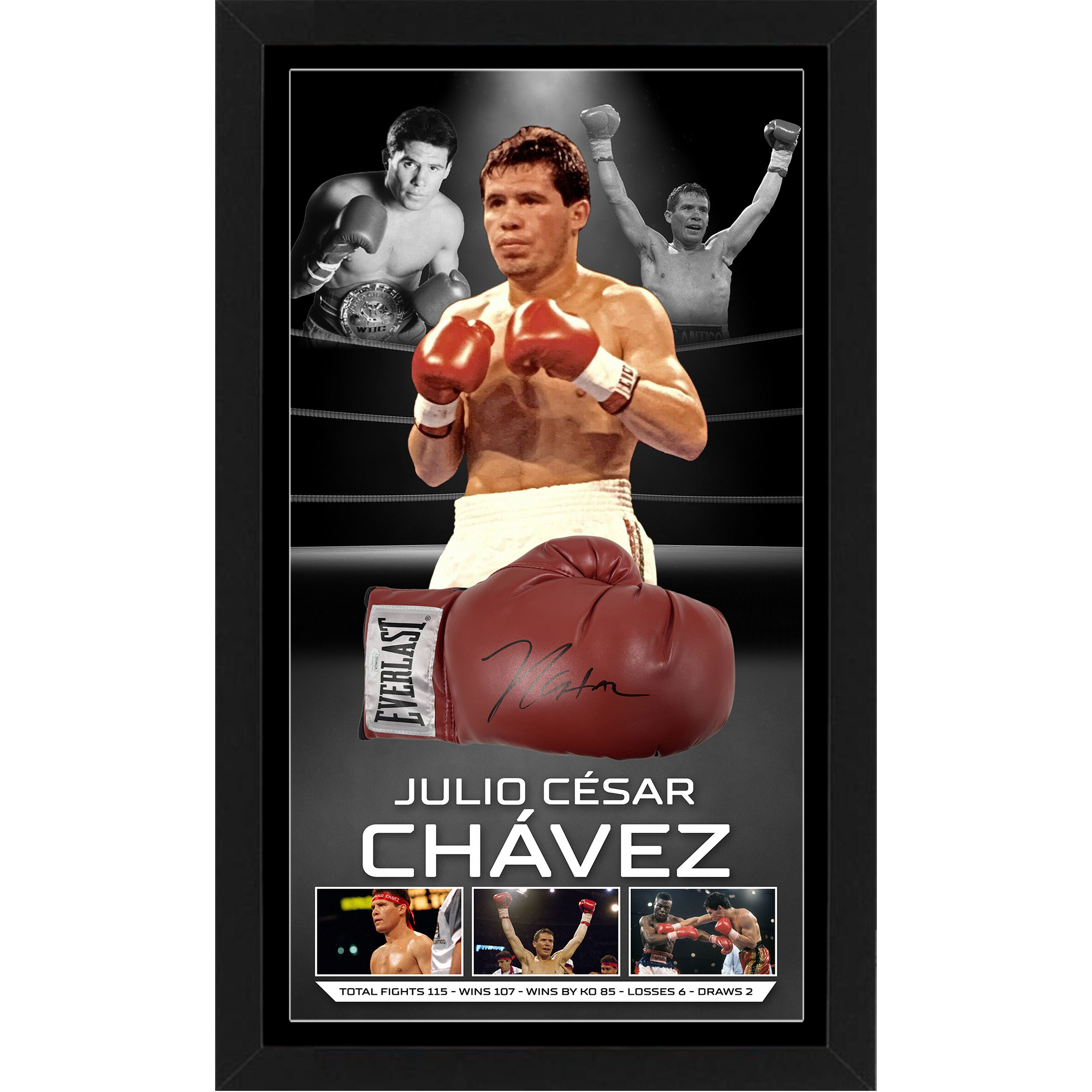 Julio Cesar Chavez Signed & Framed Boxing Glove (JSA COA)