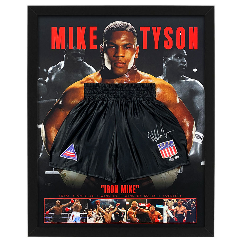 Mike Tyson Signed & Framed “USA” Boxing Trunks (Becket...