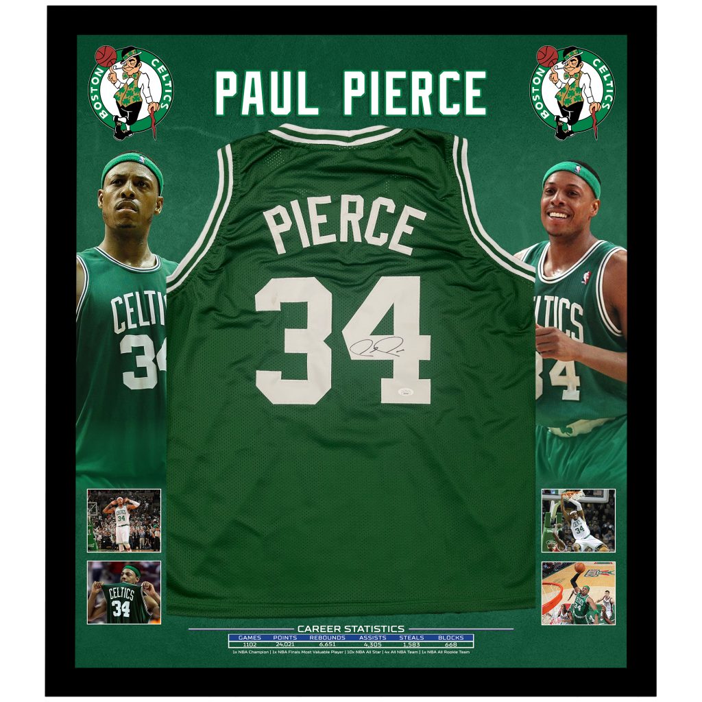 Signed Boston Celtics & Kansas Paul Pierce offers action photo jsa