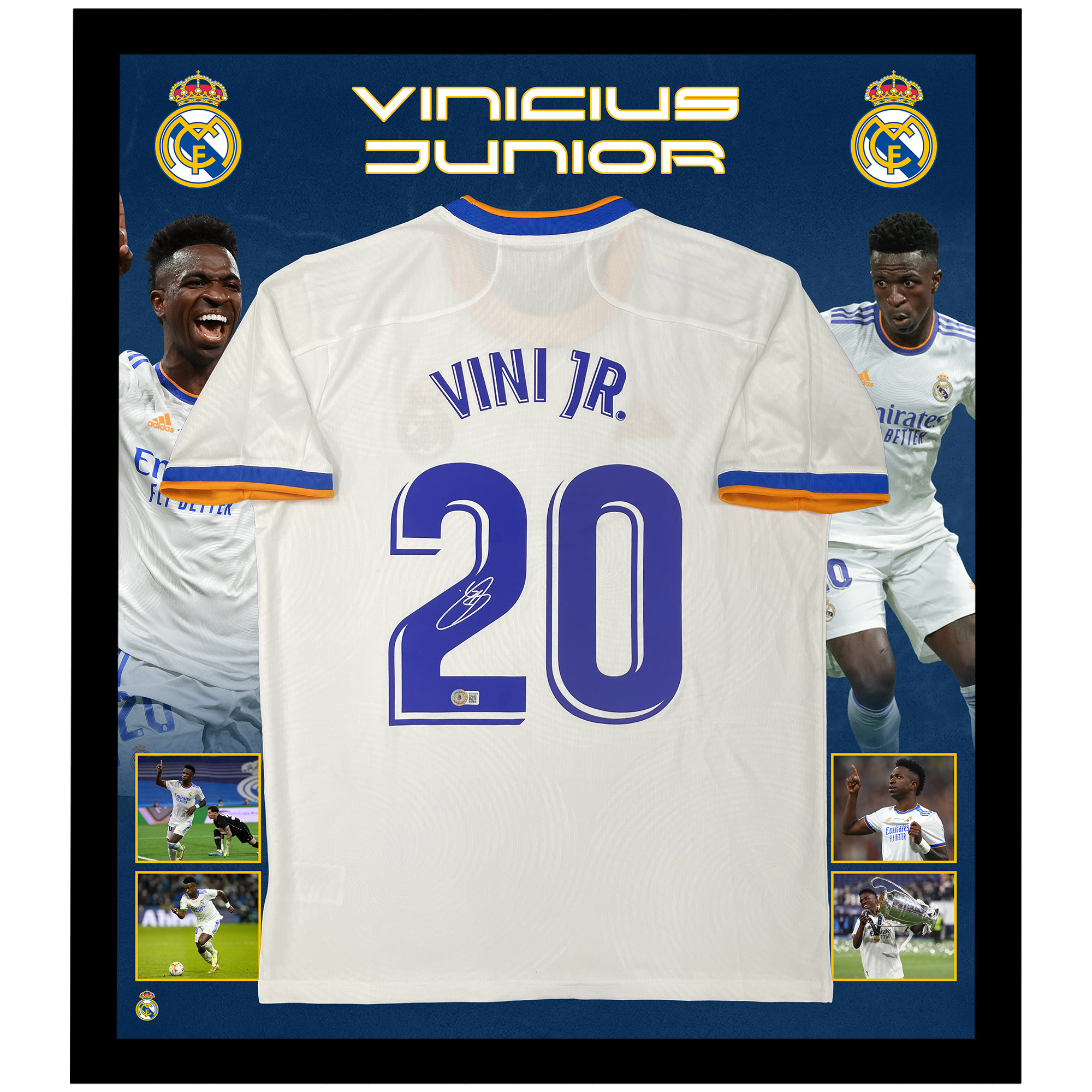 Soccer – Vinicius Junior Signed & Framed Real Madrid Jersey (Be...