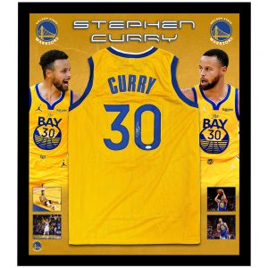 Basketball - Stephen Curry Signed & Framed Golden State Warriors Yellow Jersey (JSA COA)