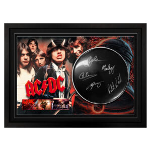 ACDC - Signed & Framed Black Drum Skin/Drum Head