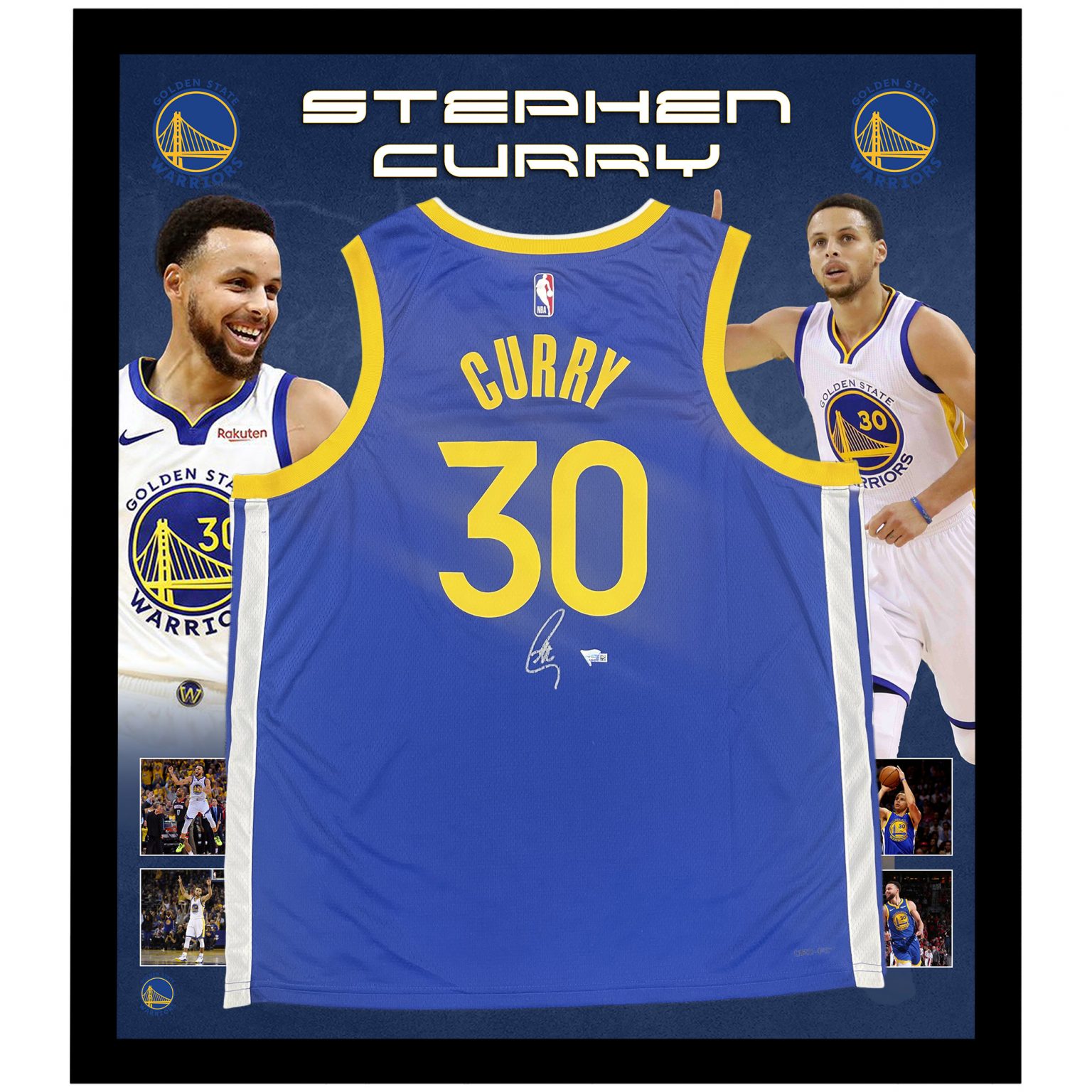 Basketball Stephen Curry Signed & Framed Golden State Warriors Blue Nike Jersey (Fanatics