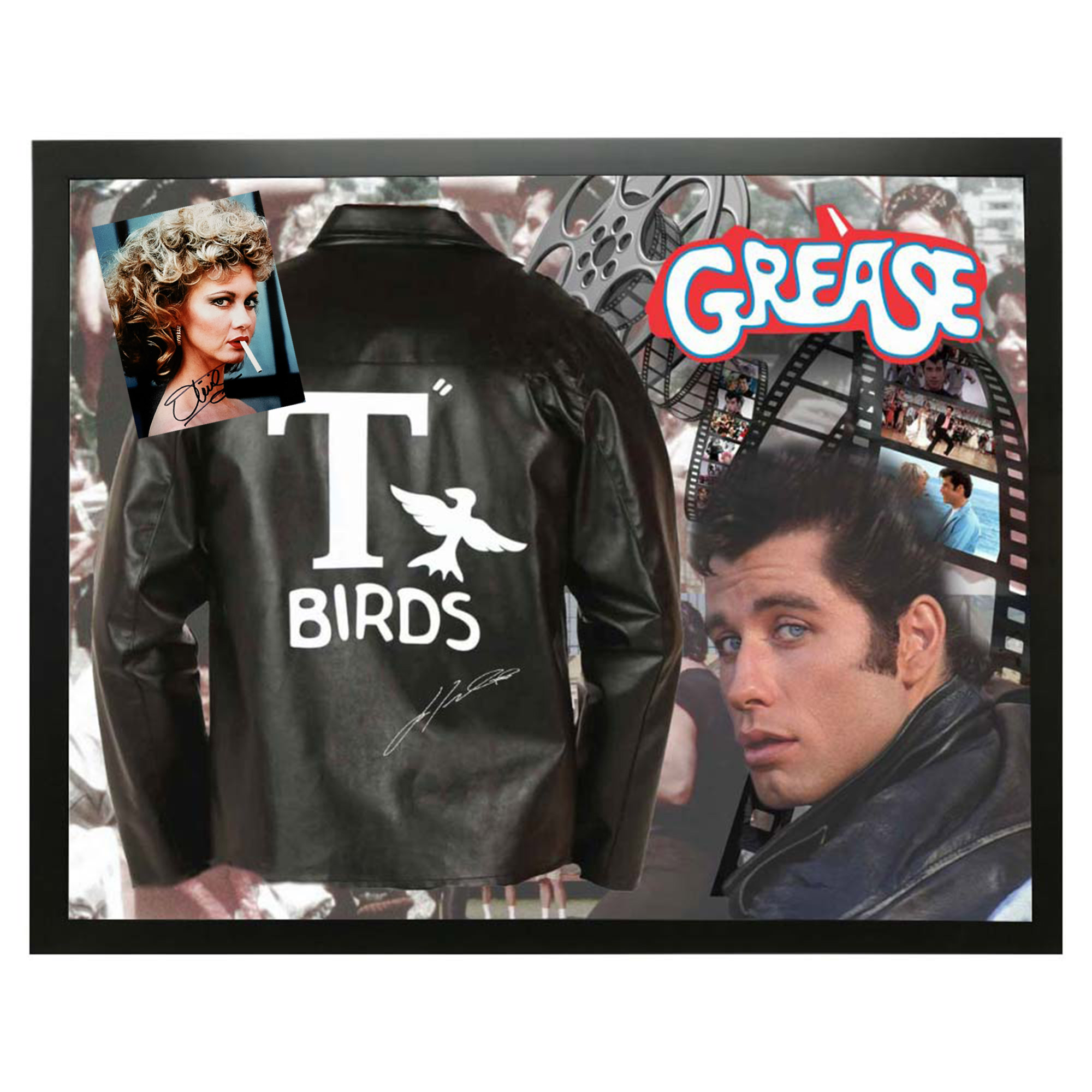 Grease – T-Birds John Travolta Signed Jacket & Olivia Newto...