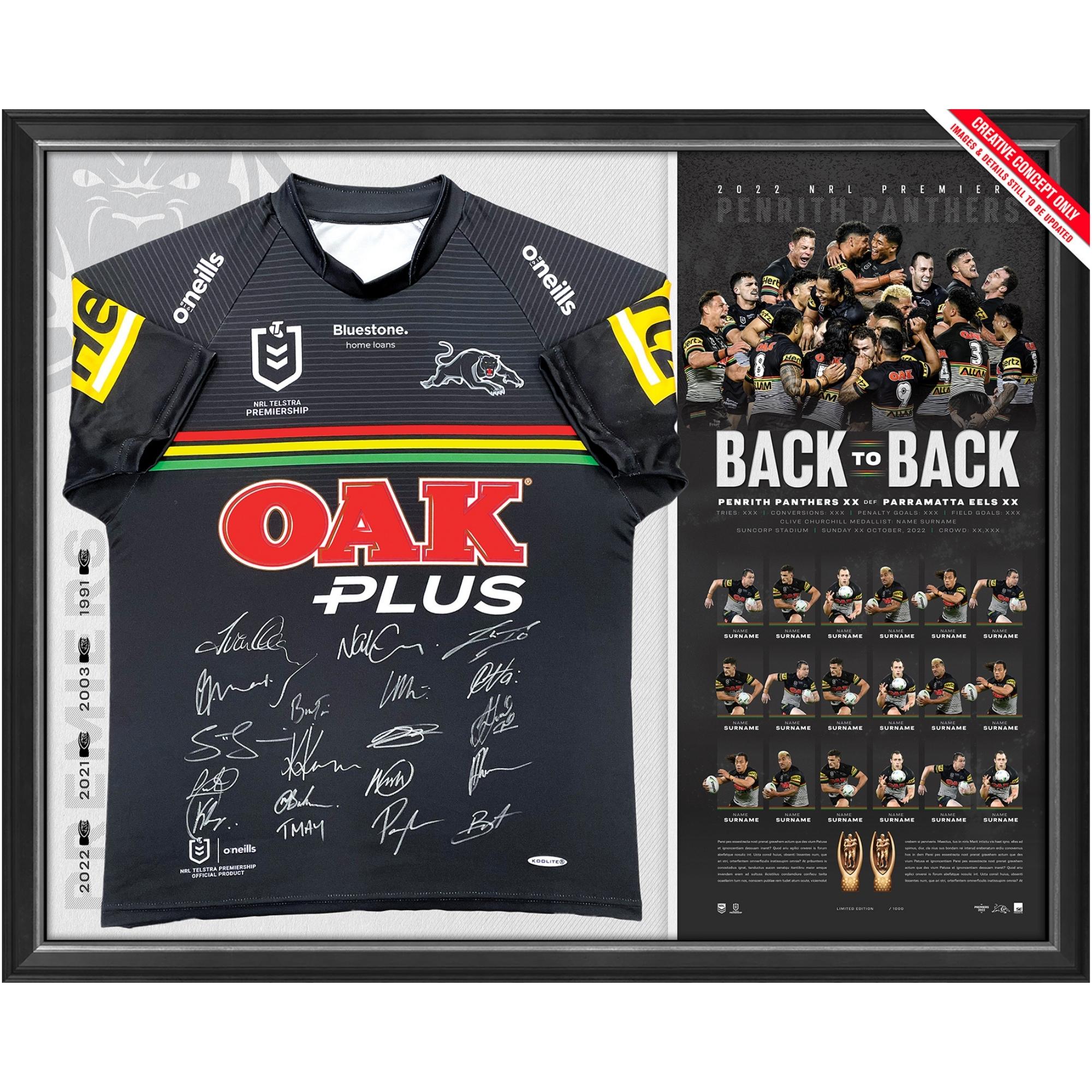 Penrith Panthers 2022 Back To Back Premiers Team Signed Jersey Taylormade Memorabilia Sports