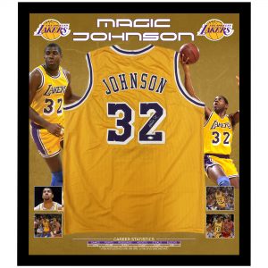 Magic Johnson Autographed and Framed Yellow Lakers Jersey Auto Beckett COA