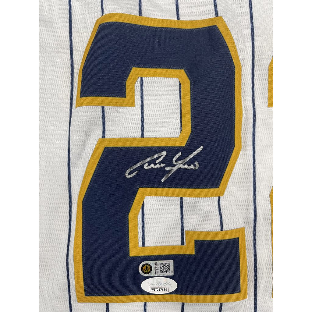 Christian Yelich Milwaukee Brewers Deluxe Framed Autographed Blue Nike  Replica Jersey