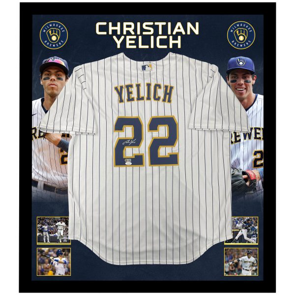 Christian Yelich Milwaukee Brewers Deluxe Framed Autographed Blue Nike  Replica Jersey
